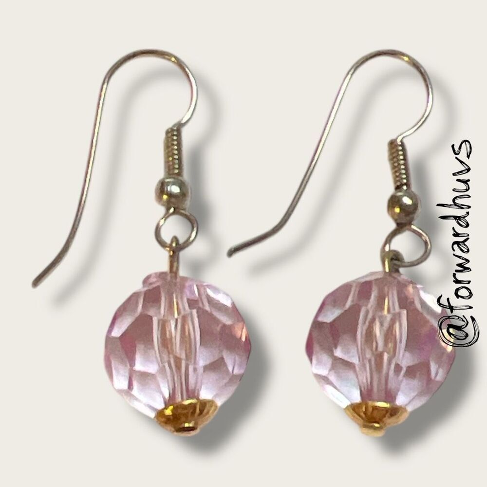 Bundle Sale 3 for $15 | Faceted Plastic Pink Dangle Earrings – 1.5”